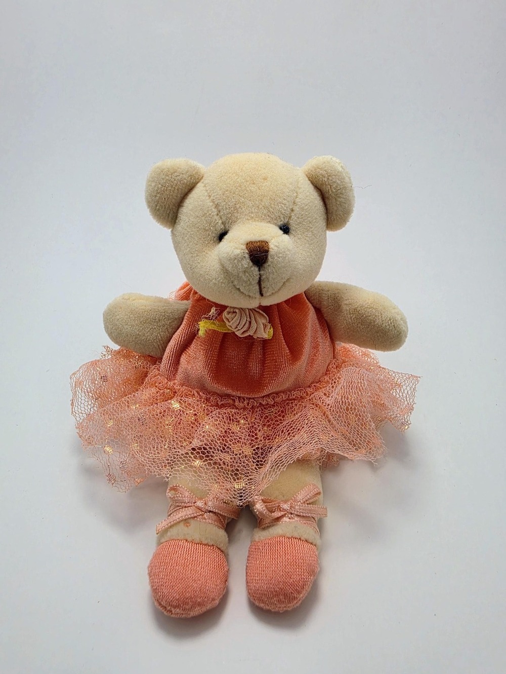 Russ Berrie Ballerina Ballet Coral Dress Tutu Plush Stuffed Animal Bear (5 inch)